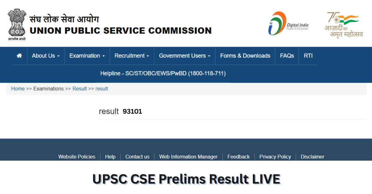 The UPSC CSE Prelims Result 2025 has been officially announced on June 11, 2025. A total of 14,161 candidates have cleared the exam and are now eligible for the main exam. Students who appeared for the Civil Services Prelims Exam can now check their results at upsc.gov.in and upsconline.gov.in.
